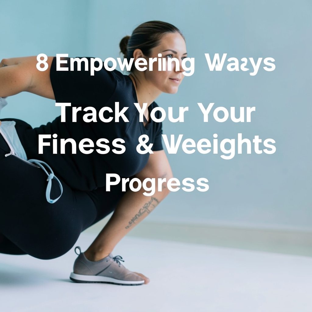 A person tracking fitness progress with a notebook and measuring tape, bright and motivational mood